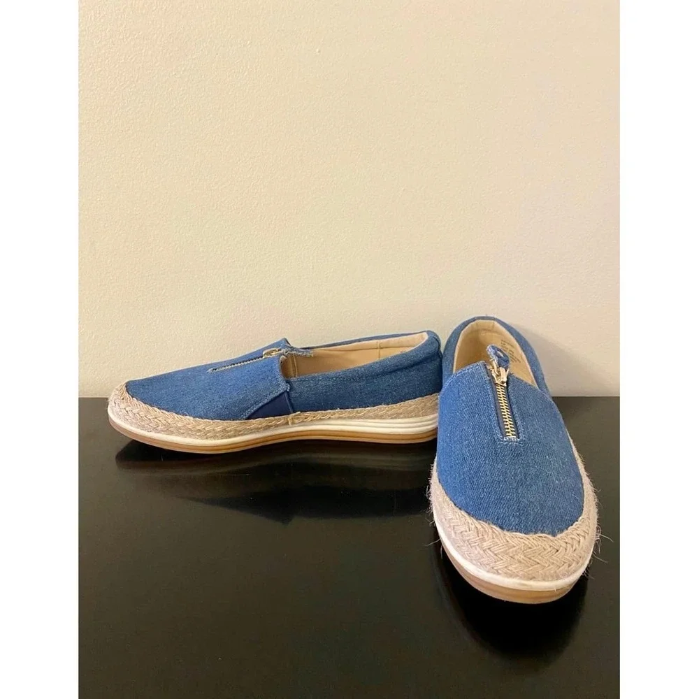 Anne‎ Klein Joy Denim Zipper Espadrille Shoes
